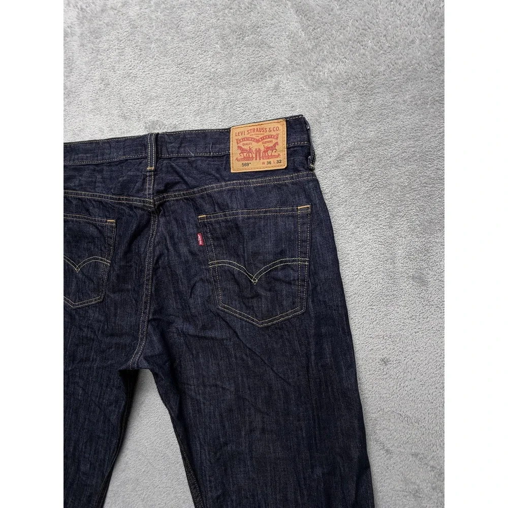 Levis 569 Jeans Mens Measured‎ 37x30 Dark Wash Blue Loose Straight Leg Relaxed